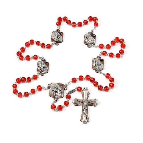 Ghirelli rosary of Sorrowful Misteries, 6 mm red glass beads 5