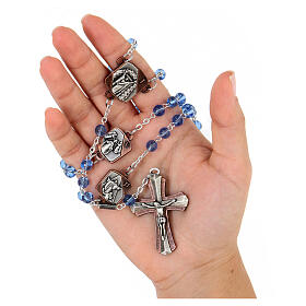 Ghirelli rosary of Glorious Misteries, 6 mm sapphire glass beads