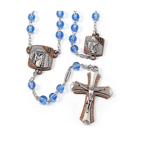 Ghirelli rosary of Glorious Misteries, 6 mm sapphire glass beads 1