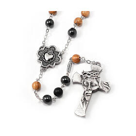 Ghirelli rosary for men, 8 mm olivewood and steel