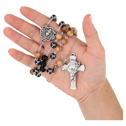 Ghirelli rosary for men, 8 mm olivewood and steel 2
