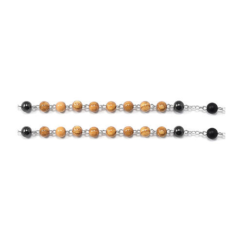 Ghirelli rosary for men, 8 mm olivewood and steel 4