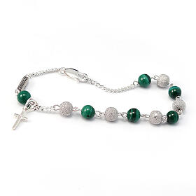 Ghirelli bracelet of malachite and bright silver with cross-shaped pendant