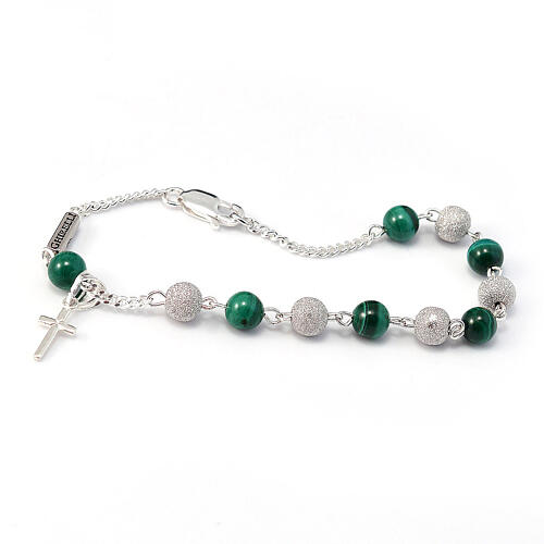 Ghirelli bracelet of malachite and bright silver with cross-shaped pendant 1