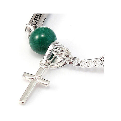 Ghirelli malachite and polished silver bracelet with cross pendant 3