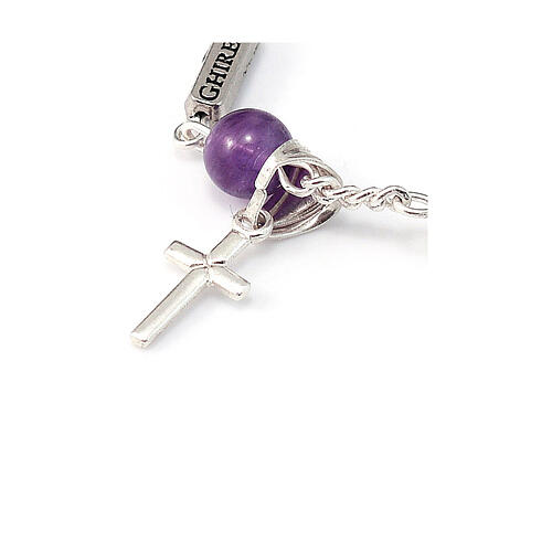 Ghirelli bracelet of amethyst and bright silver with cross-shaped pendant 3