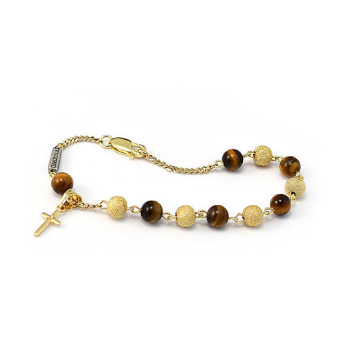 Ghirelli bracelet of tiger's eye and gold plated silver 1