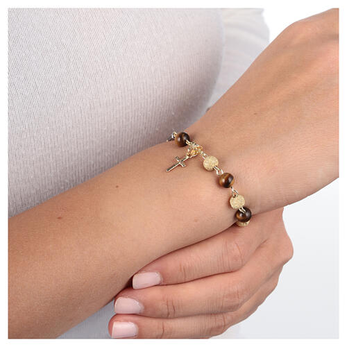 Bracciale decina Ghirelli occhio di tigre argento placcato oro giallo 2
