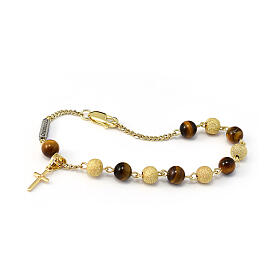 Ghirelli decade bracelet with tiger's eye yellow gold plated silver