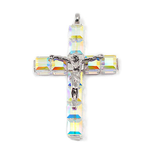 Ghirelli crucifix pendant with crystal cross and silver body of Christ 4