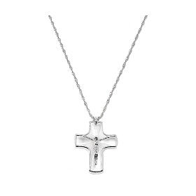 Ghirelli crucifix pendant, crystal and silver