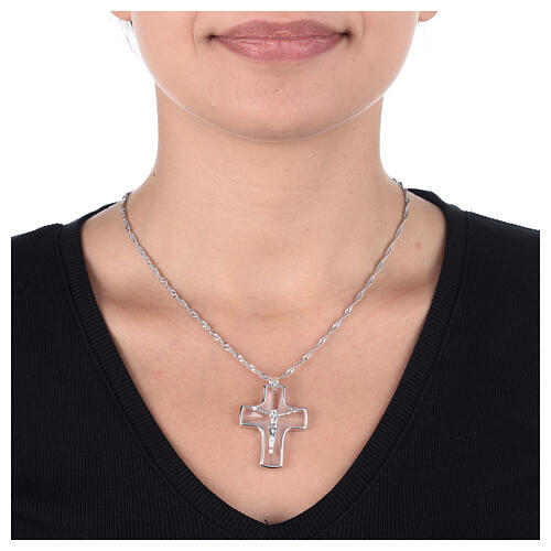 Ghirelli crucifix pendant, crystal and silver 2
