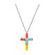 Ghirelli crucifix pendant with multicoloured crystal cross and silver body of Christ s1