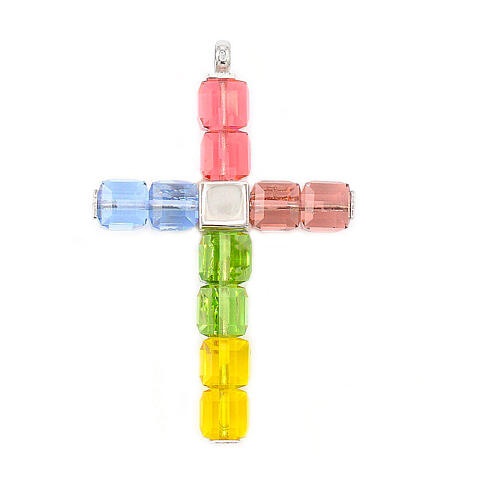 Croix pendentif cristal multicolore Ghirelli 5