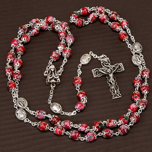 Ghirelli rosary decorated red glass beads 5