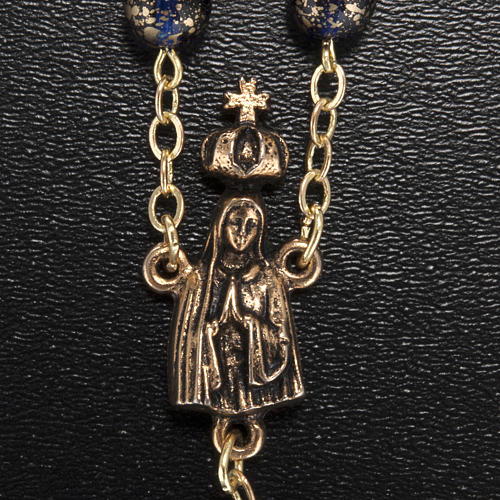 Różaniec Ghirelli Matka Boża Fatimska szkło niebieskie złote 6 mm 3
