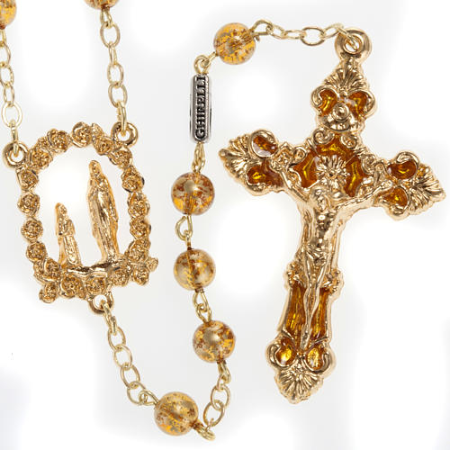 Ghirelli yellow rosary Grotto of Lourdes 6 mm, golden-plated 1