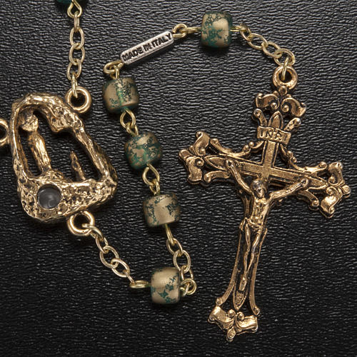 Ghirelli green golden rosary Lourdes Grotto 5 mm 2