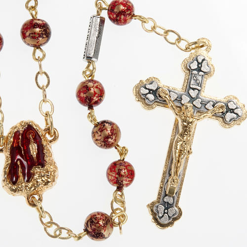 Ghirelli red-gold rosary Lourdes Grotto 6mm 1