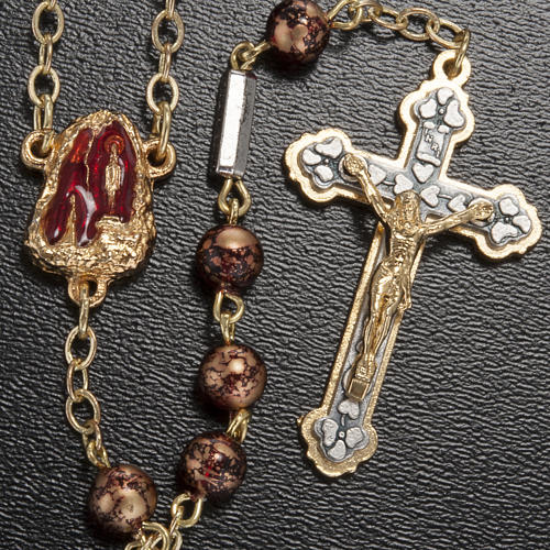 Ghirelli red-gold rosary Lourdes Grotto 6mm 2