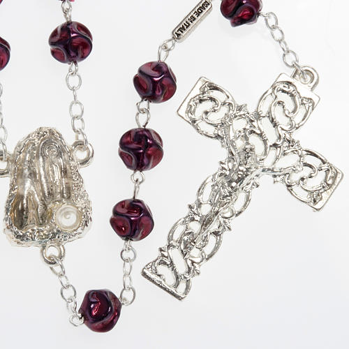 Ghirelli rosary Lourdes Grotto, maroon 8mm 1