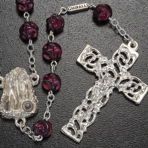 Ghirelli rosary Lourdes Grotto, maroon 8mm 2