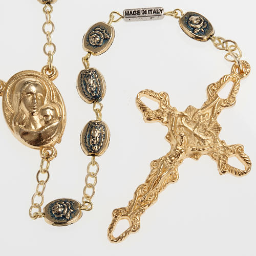 Ghirelli golden rosary with roses 9mm 1