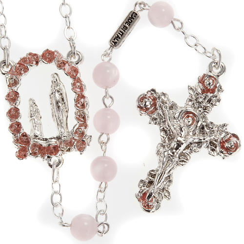 Ghirelli pink rosary Lourdes Grotto, gilded 6mm 1