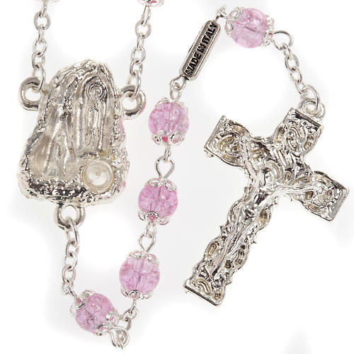 Ghirelli pink rosary Lourdes Grotto, glass 6mm 1
