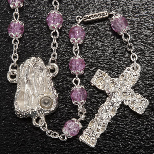 Ghirelli pink rosary Lourdes Grotto, glass 6mm 2