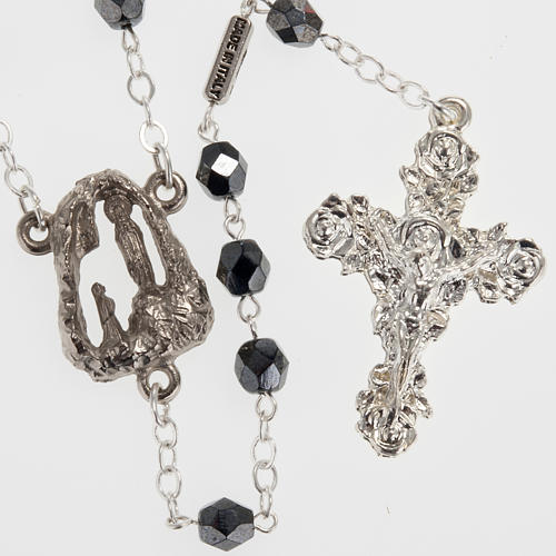 Ghirelli rosary Holy Lourdes Grotto, black glass 5mm 1