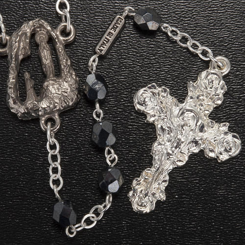 Ghirelli rosary Holy Lourdes Grotto, black glass 5mm 2