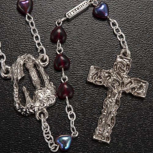 Ghirelli rosary Lourdes with ruby heart shaped beads 2