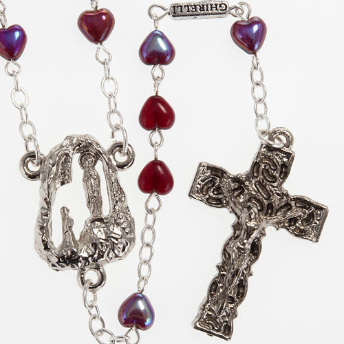 Ghirelli rosary Lourdes with ruby heart shaped beads 1