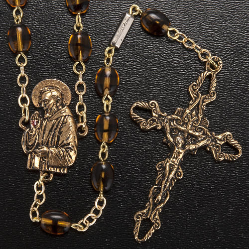 Ghirelli rosary with Father Pio, amber beads 6x8mm 2