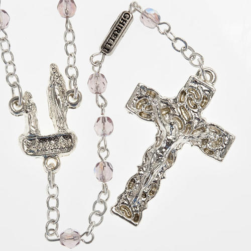 Ghirelli rosary, pink glass, Lourdes grotto 4mm 1