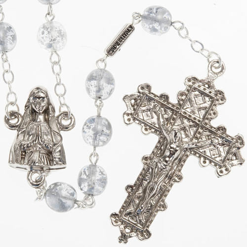 Ghirelli rosary, grey enamelled glass, Lourdes grotto 8mm 1
