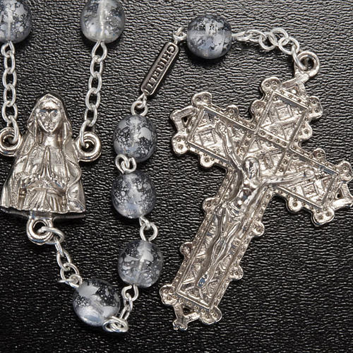 Ghirelli rosary, grey enamelled glass, Lourdes grotto 8mm 2