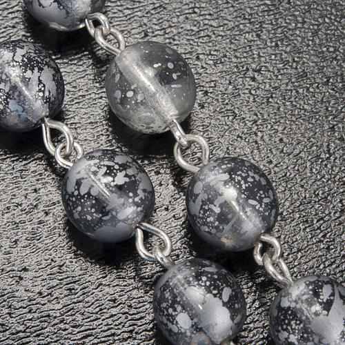 Ghirelli rosary, grey enamelled glass, Lourdes grotto 8mm 6