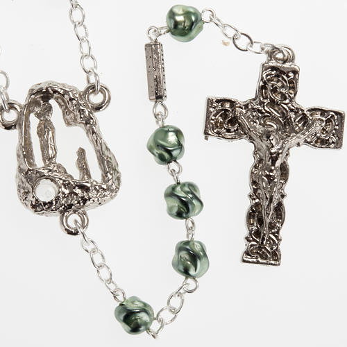 Ghirelli green rosary Lourdes Grotto, opaque glass 6mm 1