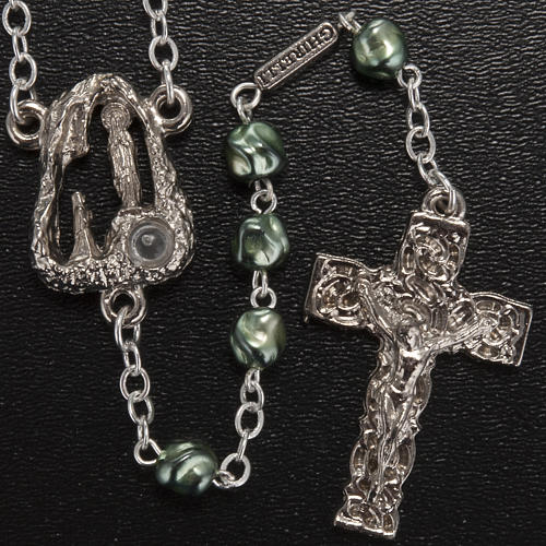 Ghirelli green rosary Lourdes Grotto, opaque glass 6mm 2