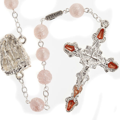 Ghirelli pink rosary Lourdes Grotto, opaque glass 7mm 1