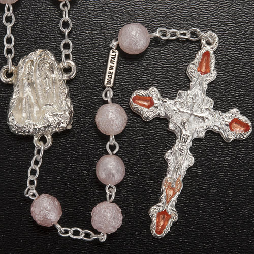 Ghirelli pink rosary Lourdes Grotto, opaque glass 7mm 2