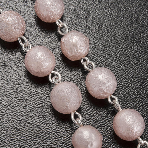 Różaniec Ghirelli szkło perłowe różowe grota Lourdes 7 mm 5