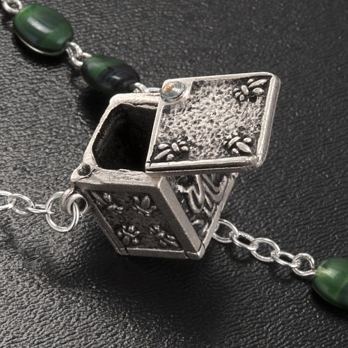 Terço Ghirelli vidro verde medalha cubo de abrir 3