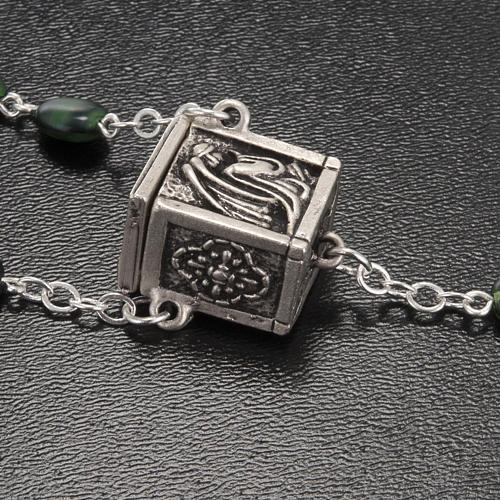 Terço Ghirelli vidro verde medalha cubo de abrir 4