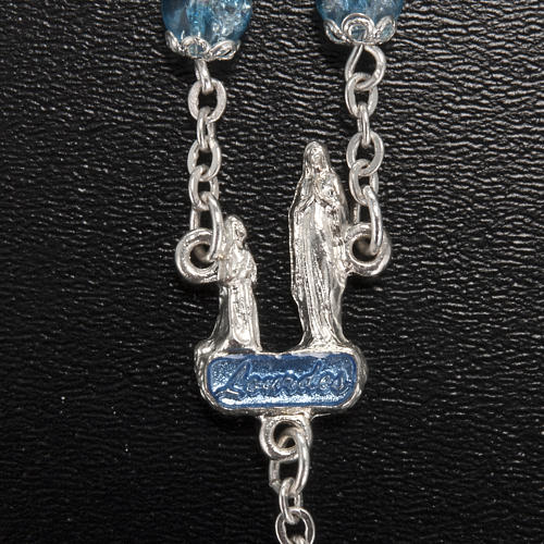 Ghirelli light blue rosary Lourdes Grotto, glass 3