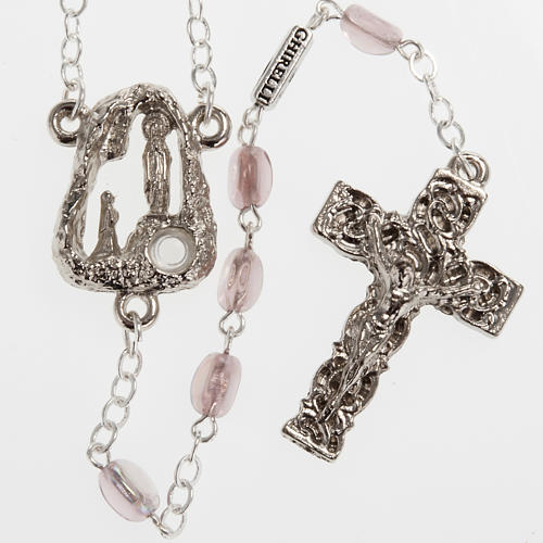Ghirelli rosary Lourdes Grotto, pink glass 6mm 1