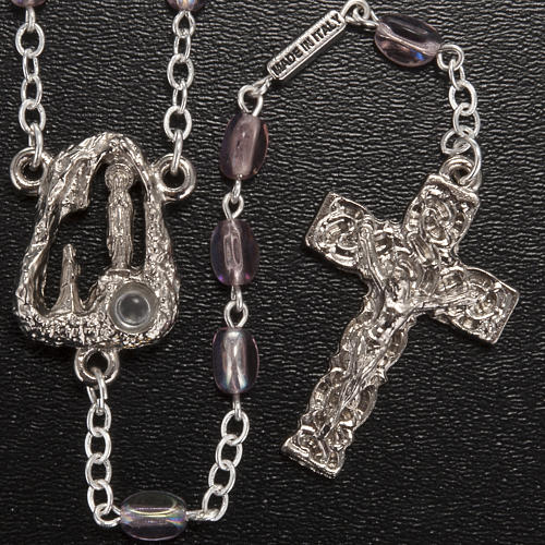 Ghirelli rosary Lourdes Grotto, pink glass 6mm 2