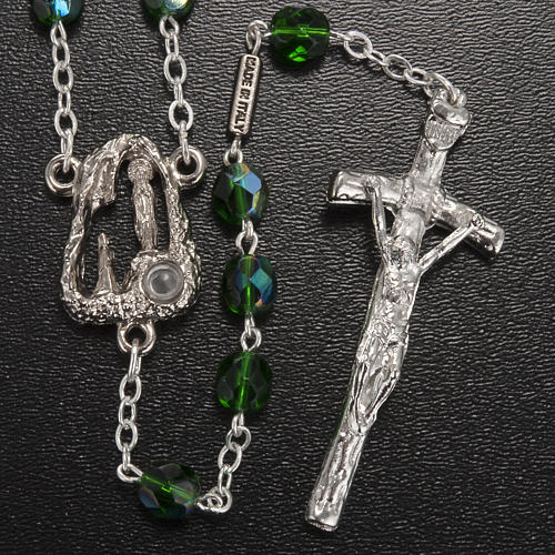 Ghirelli rosary Lourdes Grotto, 7mm green round beads 2